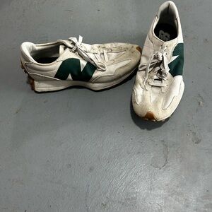 Men's White and Green Sneakers